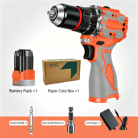 Perceuse-visseuse sans fil 16,8 V sans balais, kit perceuse à percussion 60 N.m avec chargeur de batterie, 2000 tr/min, mandrin auto-serrant, une batterie