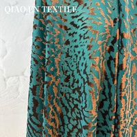 Tissu en velours doré hautement élastique avec motif imprimé zèbre et floral, tricoté en warp brûlé pour robes et cheongsam