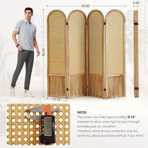 Japanese Design Room Divider 4 Panel Folding Privacy Screen Bedroom Home Office Separation Freestanding Wood <strong>Partition</strong> - Product Image 3