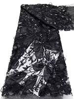 NI.AI Nouveau style Tissu en dentelle à sequins géométriques brodés, entièrement recouvert de sequins, tissu en dentelle perlée courte avec sequins