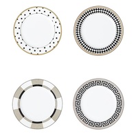Européen Maison de luxe Fête de mariage Fine Dining Bone China motif géométrique Vaisselle Vaisselle Couverts Bol Plats et assiettes