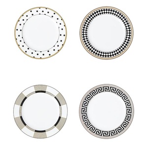 Européen Maison de luxe Fête de mariage Fine Dining Bone China motif géométrique Vaisselle Vaisselle Couverts Bol Plats <span class=keywords><strong>et</strong></span> assiettes - Product Image 6