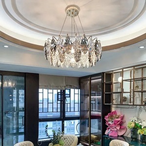 Decorazione di alta qualità a goccia decorazione artistica per soggiorno elegante e moderno <span class=keywords><strong>lampadario</strong></span> a foglia di cristallo <span class=keywords><strong>grigio</strong></span> - Product Image 5