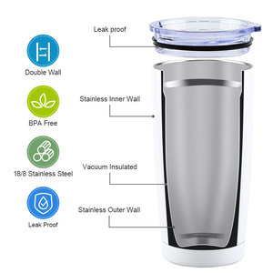 SilverJet Stainless Steel Tumbler 20oz Vacuum Insulated Travel Mug With Custom Logo Leakproof Lid For Coffee <b>Tea</b> Outdoor Use - Product Image 5