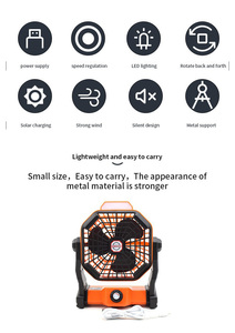 Nhà Thông Minh Năng Lượng Mặt Trời Powered Di Động Ngoài Trời Sạc Cắm Trại Fan 4800MAh Có Thể Gập Lại Với Đèn LED Cho Hộ Gia Đình Xe Cắm Trại Sử Dụng - Product Image 3