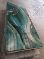 Panneaux muraux en PVC 3D effet marbre, finition brillante dorée, imperméables, pour la décoration murale de la salle de bain et de la chambre à coucher, autocollants, faciles à poser, feuille de marbre UV