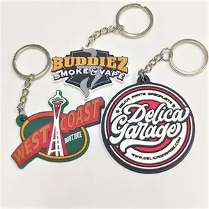 Manufacturer Wholesale 2D Embossed Club Letter Logo Design Custom PVC Rubber Key Chain for Decoration