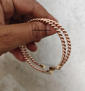Bracelet manchette tendance pour femmes et hommes, réglable, en cuivre pur à 99,99 %, bijou fait main en fil torsadé - Product Image 5