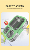 RVS Bento Box voor Kinderen, 3 compartimenten, lekvrij, vaatwasserbestendig, BPA-vrij, blauw, 1-3L inhoud, voor school en kantoor
