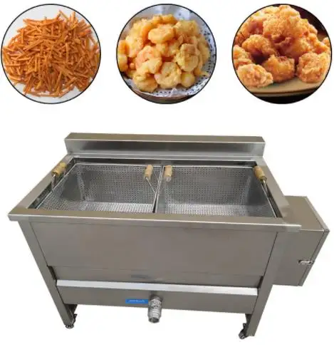 Máquina de fritura de gás contínuo automática, fritadeira de batatas fritas, elétrica, máquina de fritura profunda