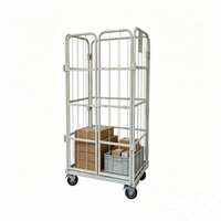 Chariot de transport pour supermarché, cage à roulettes, cadre en acier inoxydable, robuste, 4 roues, conteneur