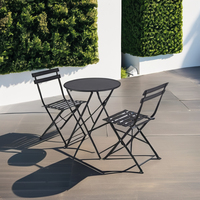 Manufacture métal pliant 3 pièces Patio carré table pliable et siège à lamelles chaise jardin ensemble extérieur Bistro table ensemble
