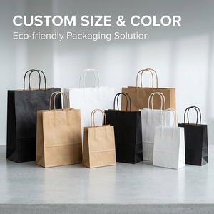 Bolsa <span class=keywords><strong>de</strong></span> Compras <span class=keywords><strong>de</strong></span> Papel Kraft Marrón Biodegradable y Ecológica con Logotipo Personalizado al por Mayor, Asa Personalizada, Color Personalizado, Impresión Offset para Ropa - Product Image 3