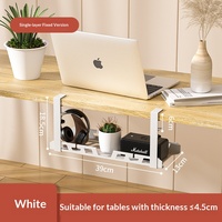 Support de rangement sous table, pour bureau d'ordinateur, avec fente pour câbles de données et boîte de rangement, support de câbles en acier au carbone