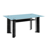 Vente en gros d'usine de Chine Ensemble de table à manger en cuir à base de métal avec plateau en verre meubles 6 chaises