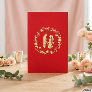 Carte de mariage 3D florale pop-up, art papier découpé, thème amour, forme personnalisée, carton artisanal, impression offset, faite à la main - Product Image 2