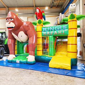 Castillo inflable comercial para niños, tipo jungla, para fiestas al aire libre, con tobogán, casa de brinco inflable, safari-hupfburg. - Product Image 3