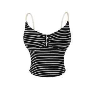 Top Corto de Lona Estilo Americano para Mujer, Top Corto con Botones en la Parte Delantera para Yoga - Product Image 4