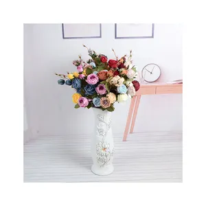 Simulação flor TV armário mesa flores Hotel front desk decorativo buquê de flores DH estilo 3 cabeça 2 broto Rainha rosa