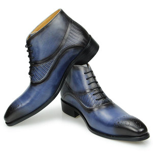 Zapatos elegantes <span class=keywords><strong>de</strong></span> <span class=keywords><strong>vestir</strong></span> <span class=keywords><strong>de</strong></span> cuero <span class=keywords><strong>de</strong></span> lujo para hombre, nuevos <span class=keywords><strong>botines</strong></span> cálidos <span class=keywords><strong>con</strong></span> encaje para oficina formal, negocios, ocasiones sociales - Product Image 2