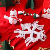Ensemble de jouets en corde pour chien de Noël, cadeau comprenant un nœud, un bonhomme de neige et une flocon de neige, jouets à mâcher pour chien