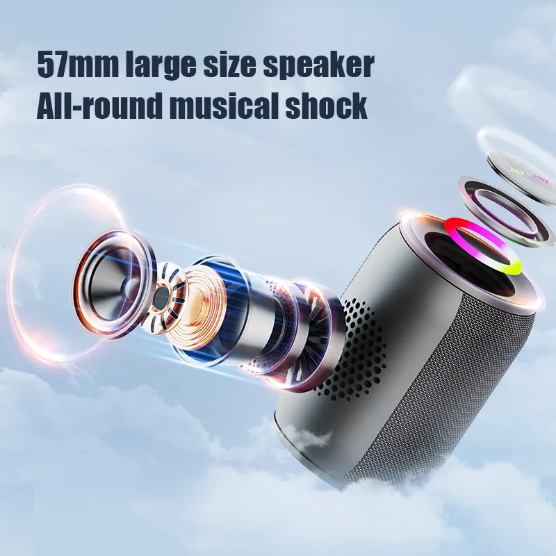Productie Custom Mini Smart Draagbare Subwoofer Speaker Outdoor Light Led Bass Bt5.2 Draadloze Speaker