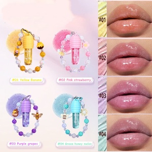 Brillo Labial de Color con Acabado Espejo, con Llavero de Cuentas, Hidratante y Voluminizador, para Chicas, Superventas - Product Image 1