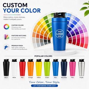 Custom logo BPA Free Metal Fitness Sports Water <b>Bottle</b> 500ml 750ml Single Wall Stainless Steel <b>Protein</b> Shaker with Measurement - Product Image 6