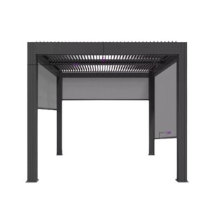 Pergola motorisée extérieure en alliage d'aluminium avec stores orientables, auvent motorisé, pour cour, jardin, véranda, villa moderne, grand pavillon, gris - Product Image 1