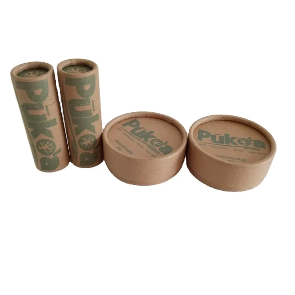 Eco-friendly push up Kraft paper tube for lip balm cardboard cosmetic packaging