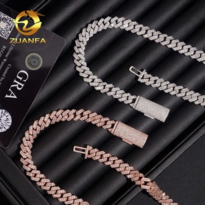 Nouveautés Bijoux Hip Hop Or Rose 925 Argent Baguette 8mm Moissanite Cuban Link Chain - Product Image 3