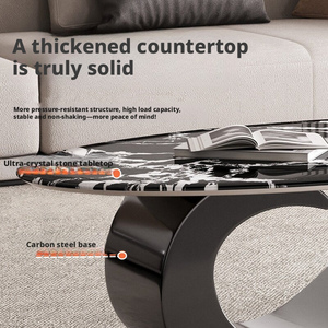 Nuovo Tavolino <span class=keywords><strong>da</strong></span> Caffè Ovale in Marmo a Forma di Nota Musicale, Tavolino Laterale Moderno di Lusso per Soggiorno, Arredamento Casa Ecologico - Product Image 3