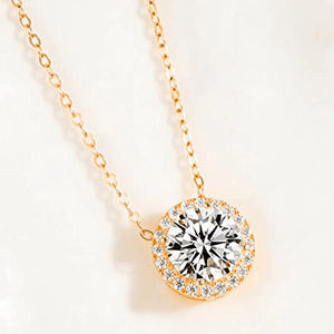 <span class=keywords><strong>2</strong></span>-karaats ronde, omwikkelde ketting Nieuwe aanwinsten Moissanite ketting Dames Dagelijkse sieradenset Sterling zilver 925 - Product Image 3