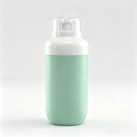 Bouteille cylindrique à bouchon rabattable vert menthe mat 350 ml 500 ml, couvercle double couche blanc, conteneur vide de voyage pour soins de la peau, rechargeable