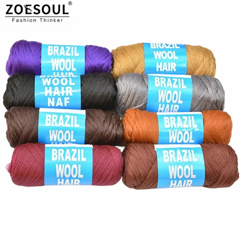 Venta al por mayor de extensiones de pelo de lana brasileña 98 pulgadas de hilo acrílico Yaki Afro Pelo trenzado para ganchillo africano Jumbo Twist peluca trenzada