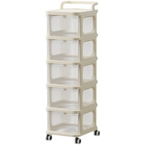 Carrito de almacenamiento transparente con cajones, organizador con ruedas de 5 niveles para juguetes, refrigerios y artículos para bebés - Product Image 5