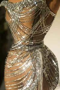 Women's Fason Clotes Crop <b>Top</b> and <b>Sequin</b> Tassel Skirt Stage Platform for Music Performance Dance Costume Adults - Product Image 5