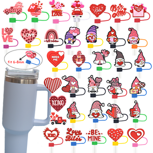 Copri bevande occidentali per Scrunchie di san valentino in paglia Toppers con paglia di san valentino alla rinfusa bicchieri di paglia - Product Image 2