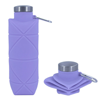 Bouteille d'eau pliable en silicone multicolore sans BPA de 700ml, bouteille d'eau créative portable pour sports de plein air, cyclisme, avec couvercle en acier
