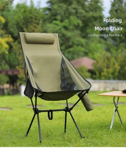 Chaise pliante légère à dossier haut, chaise de camping portable avec appui-tête, chaise de pêche en plein air en maille, 3 couleurs disponibles - Product Image 6