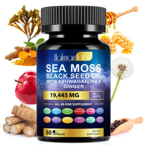 Capsules d'extrait de mousse de mer sauvage biologique Complexe de supplément en poudre d'huile de graine noire dans un emballage en pot Mason - Product Image 4
