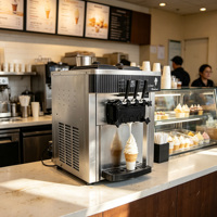 Machine à glaces à 3 saveurs en acier inoxydable avec distributeur automatique, électrique, 1000-3000W, AC 100-240V, garantie 1 an