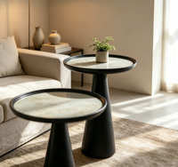Table d'appoint en bois classique moderne Voxhome pour salon, petite table ronde décorative, table à thé, table d'appoint pour canapé