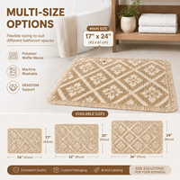 Tapis de bain en microfibre polyester contemporain, motif personnalisé, tissage gaufré, antidérapant, absorbant, 1500 GSM, respectueux de l'environnement