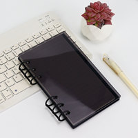 A5 A6 couleur unie couverture noire DIY couverture pour ordinateur portable 360 ° Flip acrylique 6 trous amovible reliure couverture Clip argent enveloppe diviseurs