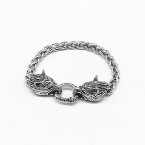 Yunnique – Bracelet en acier titane avec tête de loup pour hommes, bijoux à maillons de chaîne, cadeau, design animal géométrique, GZYB 01 - Product Image 1