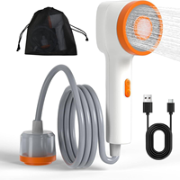 Douche de camping portable 2-en-1 avec lampe de lavage extérieure, étanche IPX6, rechargeable par USB, filtre à charbon ABS, batterie 2500mAh, 20L