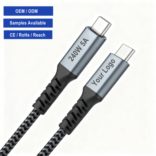 Cable USB C De 240W 5A Type C Cable Fast Charging PD 3.1 High Quality Nylon Braided 1m 2m 3m Custom USB Cable Type-C to Type-C