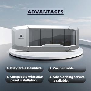 Casa Mobile modulare di lusso prefabbricata resistente alle intemperie per esterno cabina capsula intelligente a comando vocale - Product Image 2
