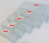 Piège solide et grande taille pour animaux : coyote, raton laveur, vison, castor, belette, blaireau, écureuil, opossum, lapin, chien, renard, chat – Cage de capture humaine